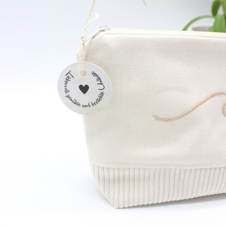 Bestickte Universaltasche Beige „Welle“ Handmade Unikat