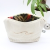 Bestickte Universaltasche Beige „Welle“ Handmade Unikat