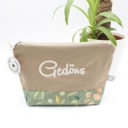 Bestickte Universaltasche Hellbraun „Gedöns“ handgenähtes Unikat