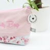 Bestickte Kosmetiktasche Rosa „Beauty Bag“ handgenähtes Unikat