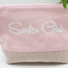 Bestickte Universaltasche Rosa „Surfer Girl“ Sommerlich handmade