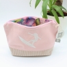 Bestickte Universaltasche Rosa „Surfer Girl“ Sommerlich handmade