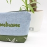 Bestickte Kosmetiktasche Jeans „Krimskrams“ – handmade Unikat