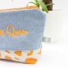 Bestickte Kosmetiktasche Jeans „Beauty Queen“ – handmade Unikat