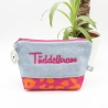 Bestickte Kosmetiktasche Jeans „Tüddelkram“ – handmade Unikat