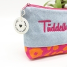 Bestickte Kosmetiktasche Jeans „Tüddelkram“ – handmade Unikat