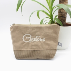 Bestickte Universaltasche Braun „Gedöns“ Dackel Handmade