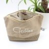 Bestickte Universaltasche Braun „Gedöns“ Dackel Handmade