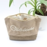 Bestickte Universaltasche Braun „Glückstasche“ Regenbogen genäht
