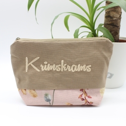 Bestickte Universaltasche Braun „Krimskrams“ Blumen Handmade