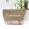 Bestickte Universaltasche Braun „Krimskrams“ Blumen Handmade