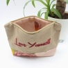 Bestickte Universaltasche Braun „Love Yourself“ sommerlich Blumen