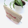 Bestickte Universaltasche Braun „Love Yourself“ sommerlich Blumen