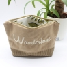Bestickte Universaltasche Braun „Wanderlust“ Reisen Sommerlich
