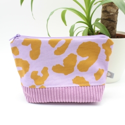 Universaltäschchen aus Canvas & Cord - Leoprint Flieder Orange
