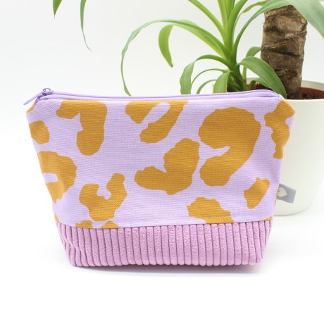 Universaltäschchen aus Canvas & Cord - Leoprint Flieder Orange