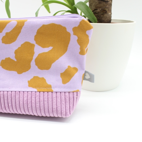 Universaltäschchen aus Canvas & Cord - Leoprint Flieder Orange