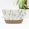 Universaltäschchen aus Canvas & Cord - Beige mit Federn 