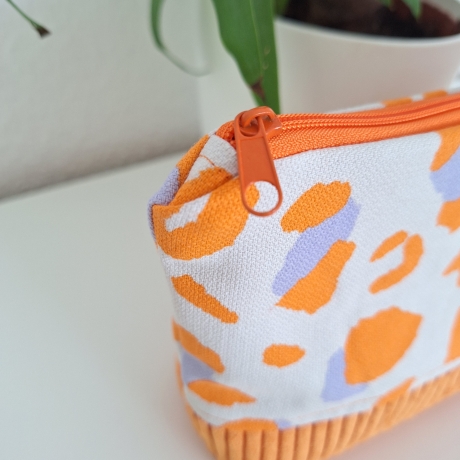 Universaltäschchen aus Canvas & Cord - Leoprint Orange Flieder