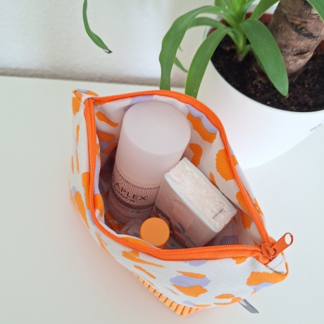Universaltäschchen aus Canvas & Cord - Leoprint Orange Flieder