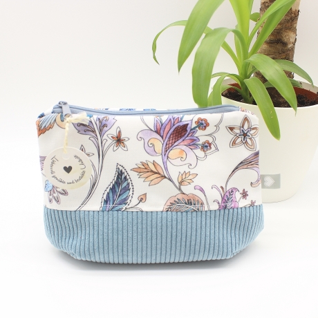 Universaltäschchen aus Canvas & Cord - Paisley Hellblau