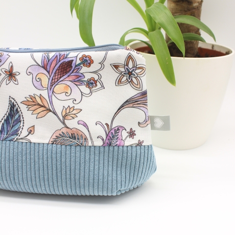 Universaltäschchen aus Canvas & Cord - Paisley Hellblau