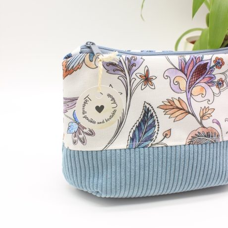 Universaltäschchen aus Canvas & Cord - Paisley Hellblau