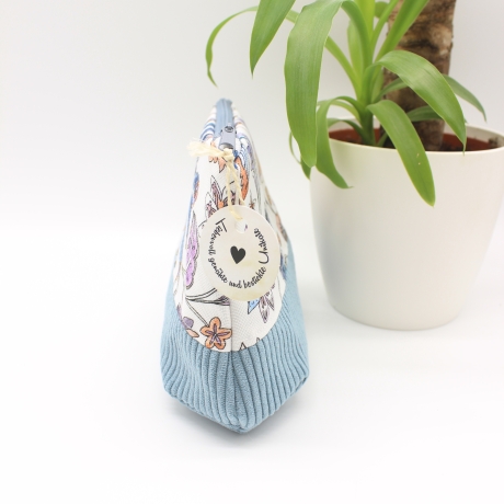 Universaltäschchen aus Canvas & Cord - Paisley Hellblau