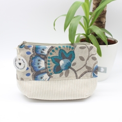 Universaltäschchen aus Canvas & Cord - geblümtes Unikat Handmade