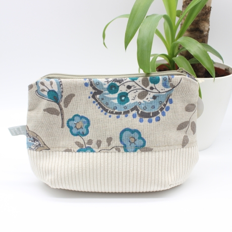 Universaltäschchen aus Canvas & Cord - geblümtes Unikat Handmade