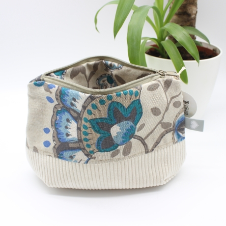 Universaltäschchen aus Canvas & Cord - geblümtes Unikat Handmade