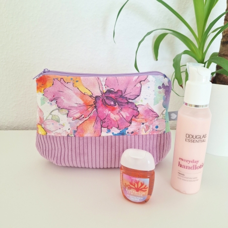 Universaltasche aus Canvas & Cord - Blumen Flieder