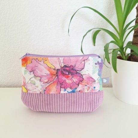 Universaltasche aus Canvas & Cord - Blumen Flieder