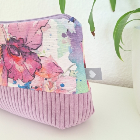 Universaltasche aus Canvas & Cord - Blumen Flieder