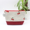 Universaltäschchen aus Canvas & Cord - Kirschen Rot Handmade