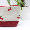 Universaltäschchen aus Canvas & Cord - Kirschen Rot Handmade