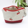 Universaltäschchen aus Canvas & Cord - Kirschen Rot Handmade