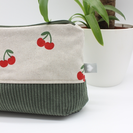 Universaltäschchen aus Canvas & Cord - Kirschen Sommerlich