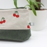 Universaltäschchen aus Canvas & Cord - Kirschen Sommerlich
