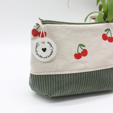 Universaltäschchen aus Canvas & Cord - Kirschen Sommerlich