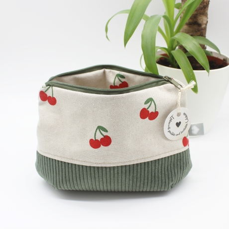 Universaltäschchen aus Canvas & Cord - Kirschen Sommerlich