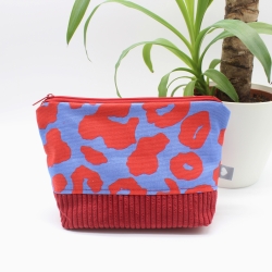 Universaltäschchen aus Canvas & Cord - Leoprint Rot Blau Handmade