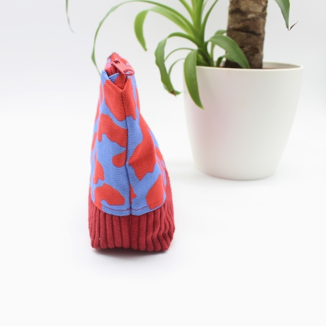 Universaltäschchen aus Canvas & Cord - Leoprint Rot Blau Handmade