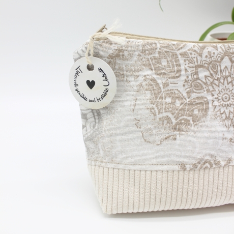 Universaltäschchen aus Canvas & Cord - Mandala Beige
