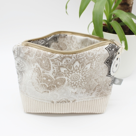 Universaltäschchen aus Canvas & Cord - Mandala Beige
