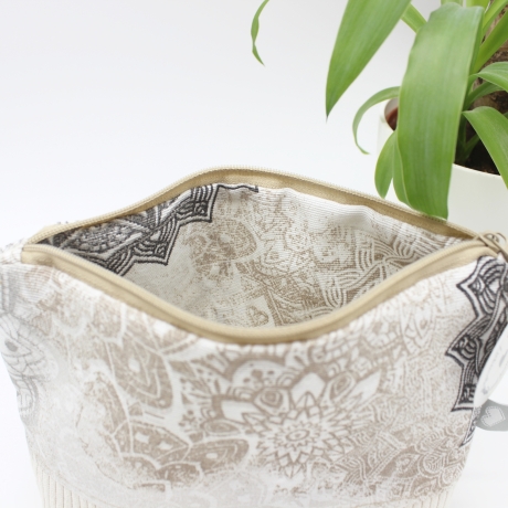 Universaltäschchen aus Canvas & Cord - Mandala Beige