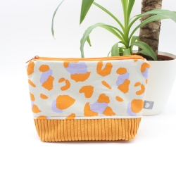 Universaltäschchen aus Canvas & Cord - Leoprint Orange Flieder