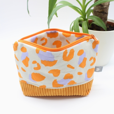 Universaltäschchen aus Canvas & Cord - Leoprint Orange Flieder