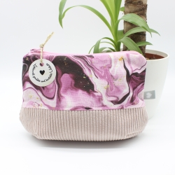 Universal-/Kosmetiktasche Marmoreffekt Lila Rosa Handmade