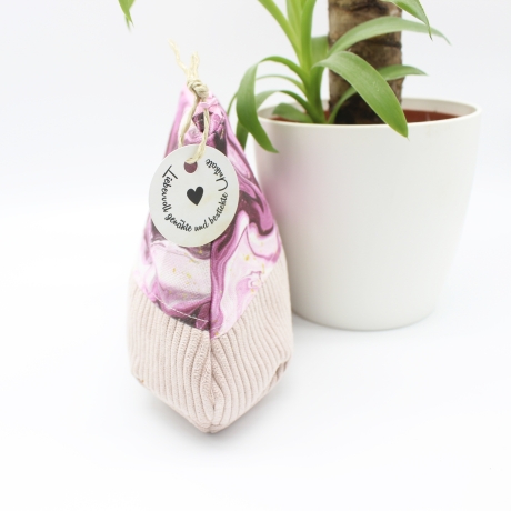 Universal-/Kosmetiktasche Marmoreffekt Lila Rosa Handmade